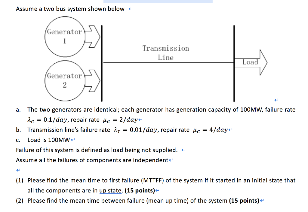 assume a two bus system shown below: Assume a two bus system