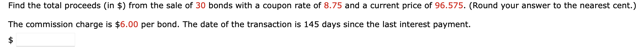 of a bond whose coupon rate is listed as 8.875 and currently