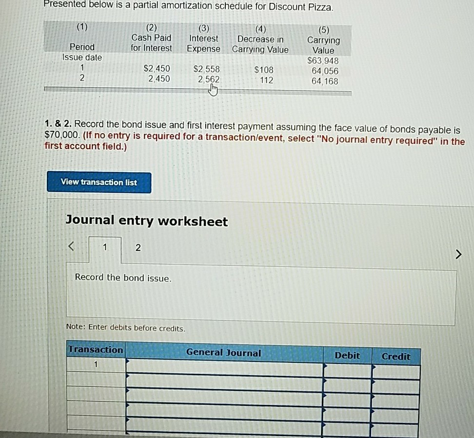  Presented below is a partial amortization schedule for Discount Pizza. Cash
