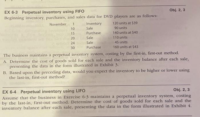 Example 3 and 4 1 EX 6-3 Perpetual inventory using FIFO Obj.