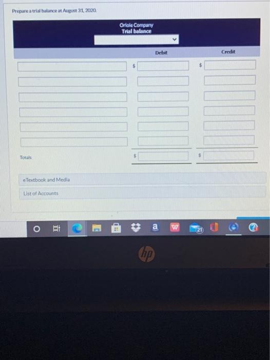 journal of Oriole Company, are presented below. Date Account Titles and Explanation