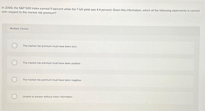  In 2000, the S\&P 500 Index earned 11 percent while the