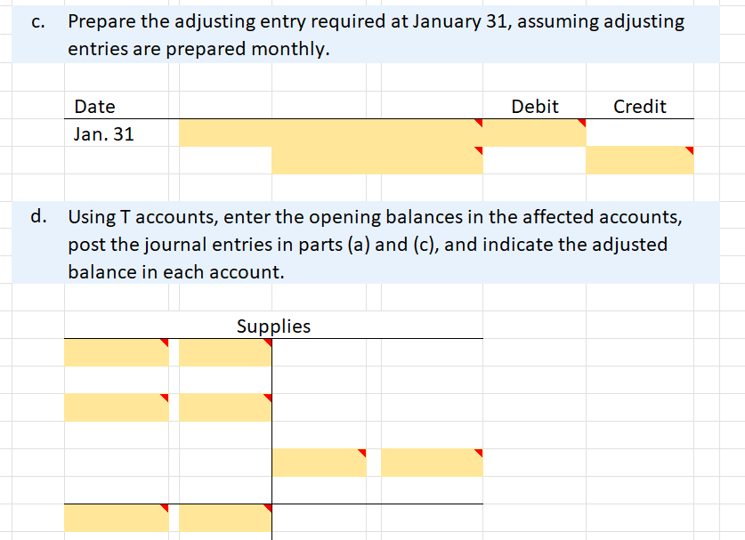 Post to T-Accounts PROBLEM Frankel Consulting Ltd.'s maintains a Supplies account in