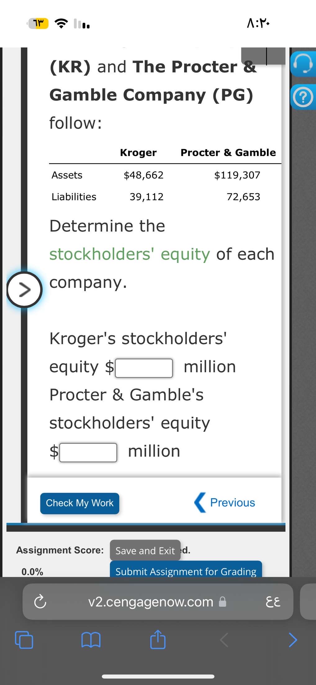  (KR) and The Procter Gamble Company (PG) follow: \table[[,Kroger,Procter & Gamble],[Assets,$48,662,$119,307