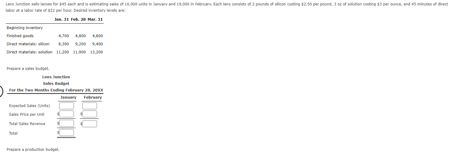 sell 500 units in January, 750 in February, 450 in March, 550