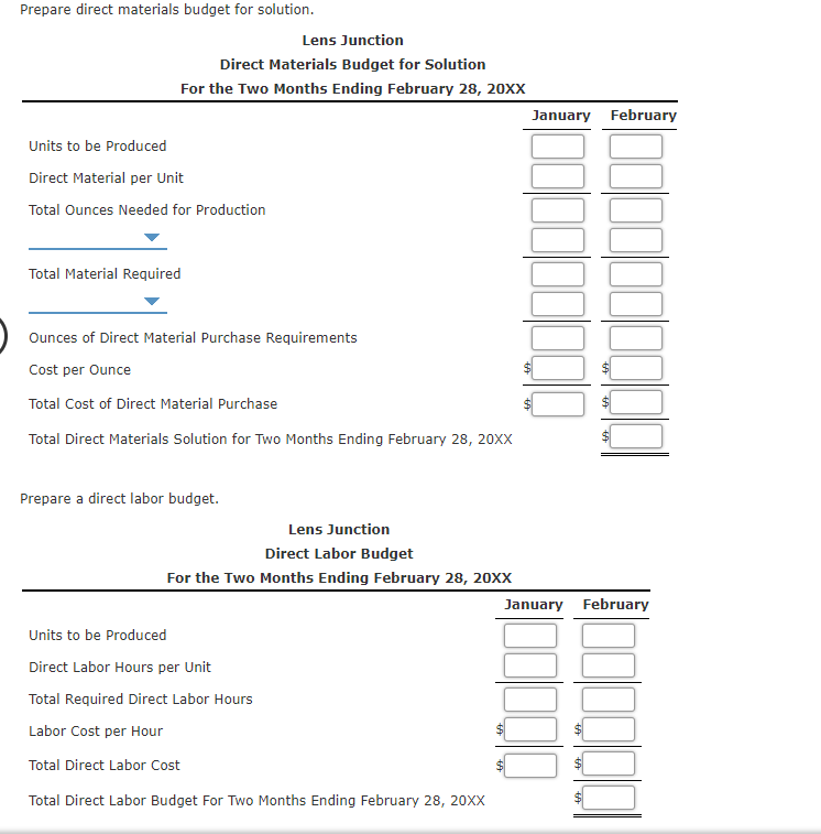 of the next month's sales. Prepare a production budget for the first