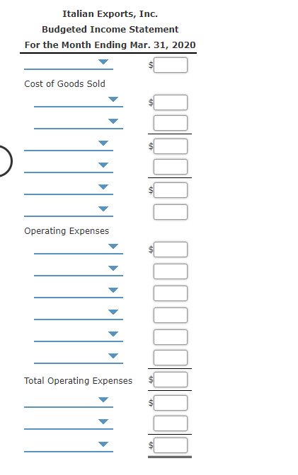 Months Ending April 30, 20XX January February March Expected Sales April Total