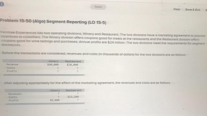 please explain all steps Saved Help Save & Exit Problem 15-50 (Algo)