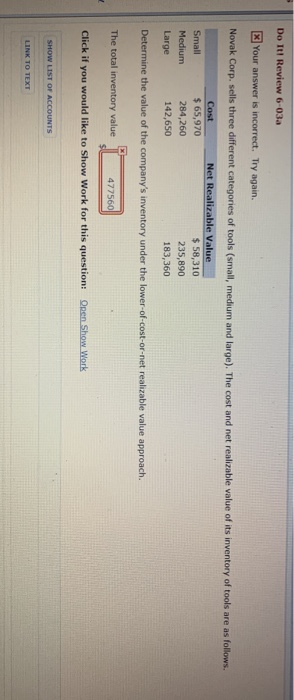  Do It! Review 6-03a x Your answer is incorrect. Try again.