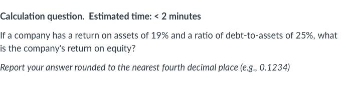 Calculation question. Estimated time: