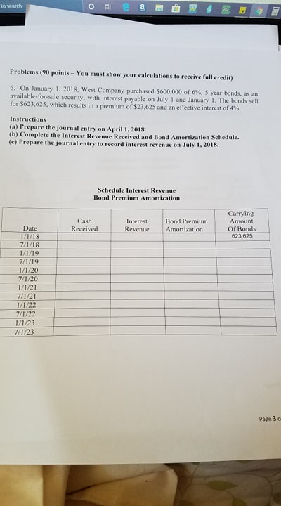 Please help with question A to search Problems (90 points -