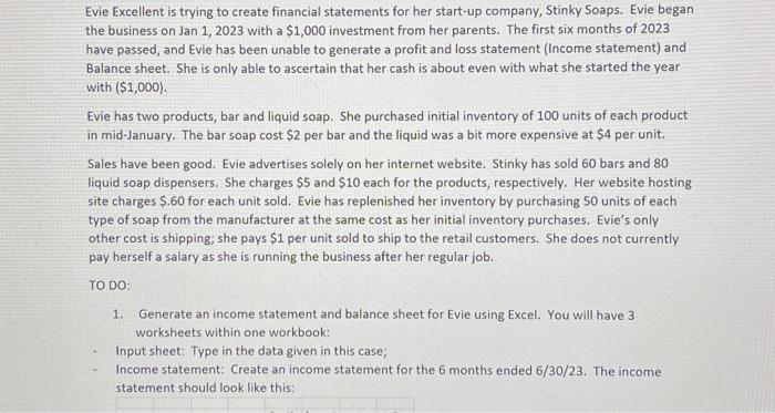  need help resolving that was all the information Evie Excellent is