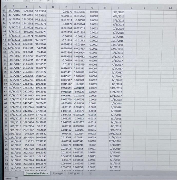 calculated in the next columns. The returns on 1 -month T bills