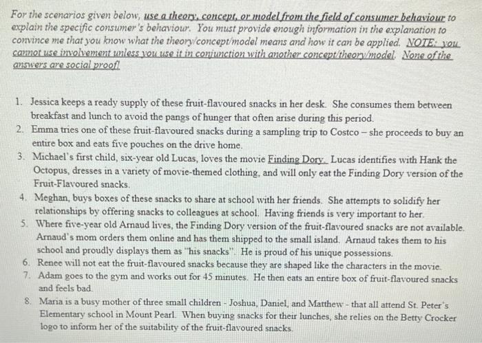  Regarding consumer behaviour. Answer all and receive a like! For the