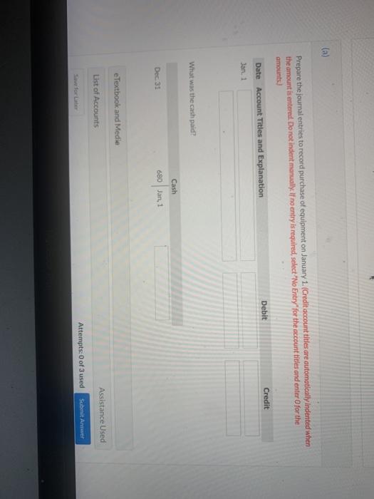 relating to equipment that was purchased for cash by a company on