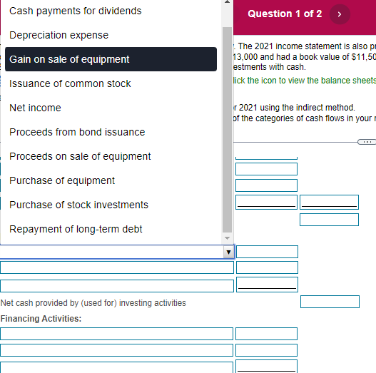 cash flows for the year. Discuss each of the categories of cash