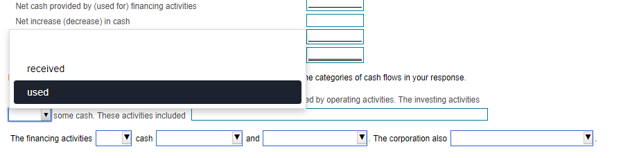 numhere to he cultracted or for a net cash outflow.) The 2021