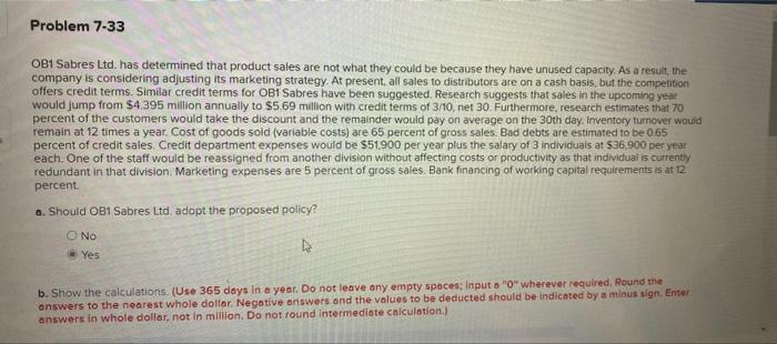  i need answer for this OB1 Sabres Ltd. has determined that