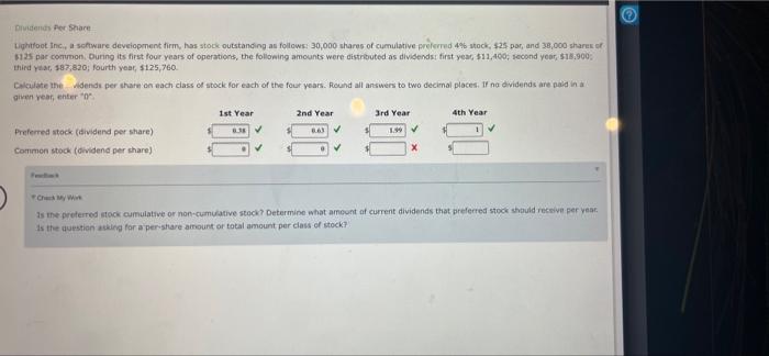  Dividends Per Share Lightfoot Inc, Software development firm, has stock outstanding