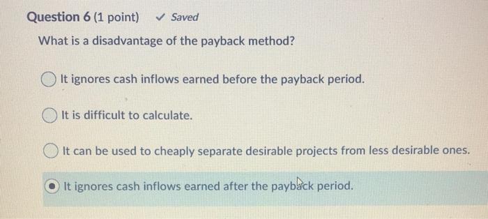 4 (1 point) Saved What is an example of a cash outflow