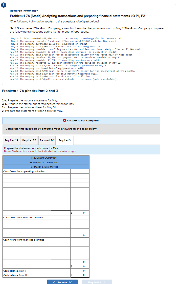 transactions and preparing financial statements LO P1, P2 [The following information applies