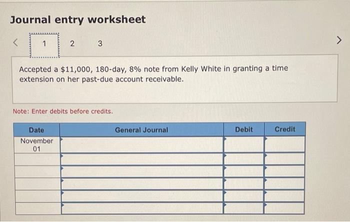 for Vitalo Company November 1 Accepted a $11,000, 180-day, 84 note fron