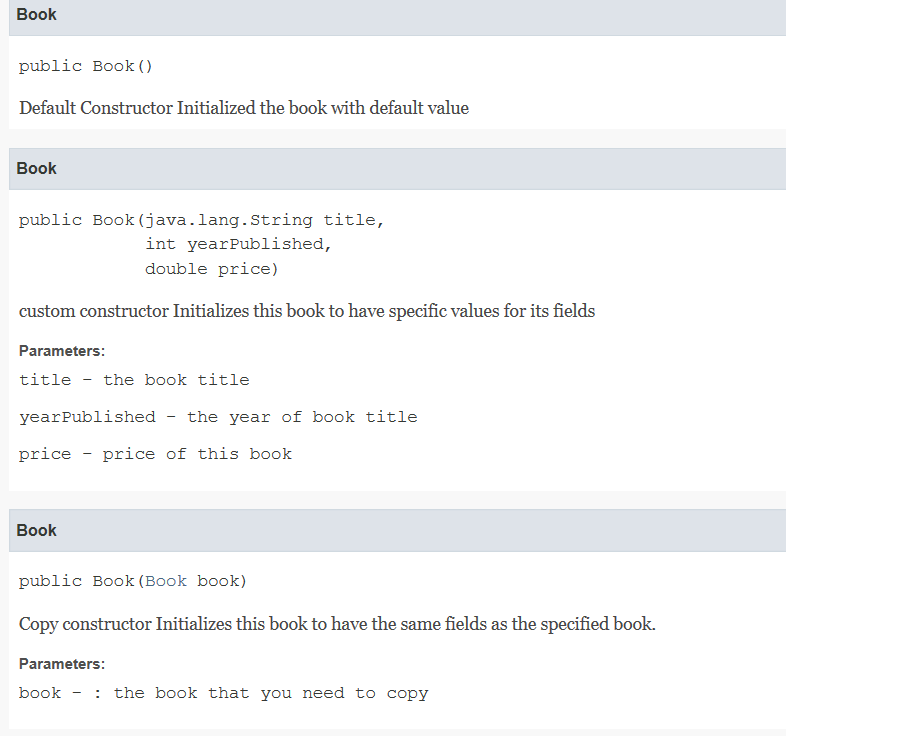 long id). You must implement all methods in the BookStore. For this