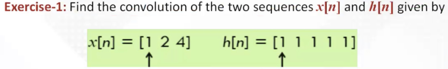 Please show step-by-step solution and table Exercise-1: Find the convolution of the