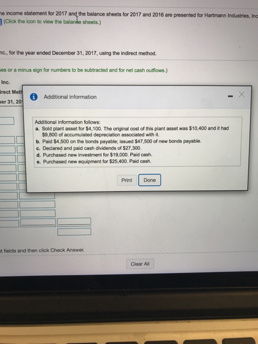 2017 and the balance sheets for 2017 and 2016 are presented for