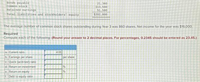 4 Textbook Problem 10 Learning Objectives: - 4-2 Calculate ratios for assessing