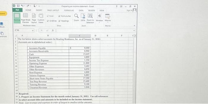 the yello blanks. Reading Readiness, inc. has provided you its list of
