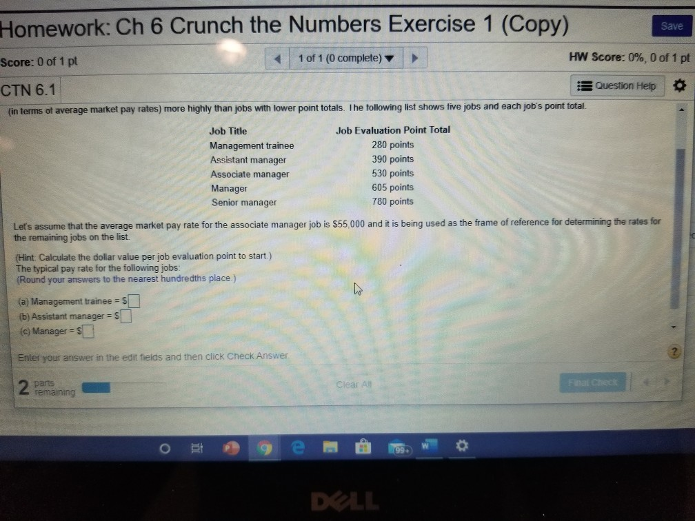 Homework: Ch 6 Crunch the Numbers Exercise 1 (Copy) Save Score: