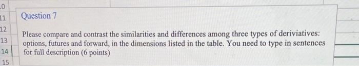  Question 7 Please compare and contrast the similarities and differences among