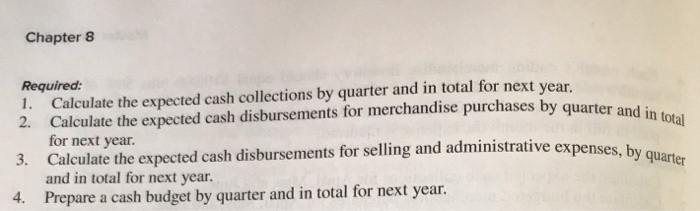 calculating the answers for what is being asked. PROBLEM 8-28 Cash Budget