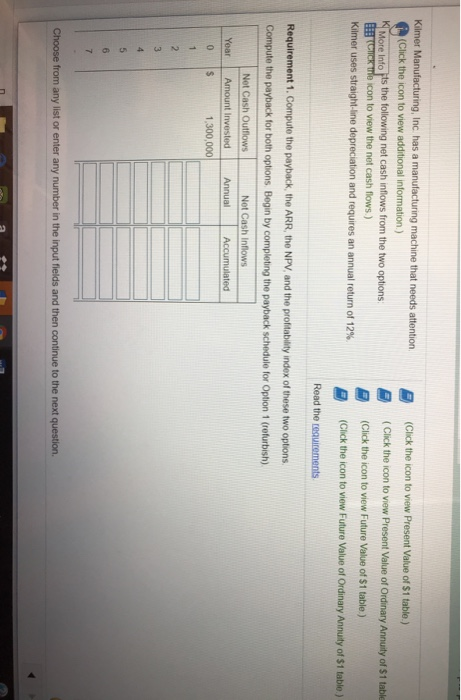  (Click the icon to view Present Value of $1 table) Kilmer