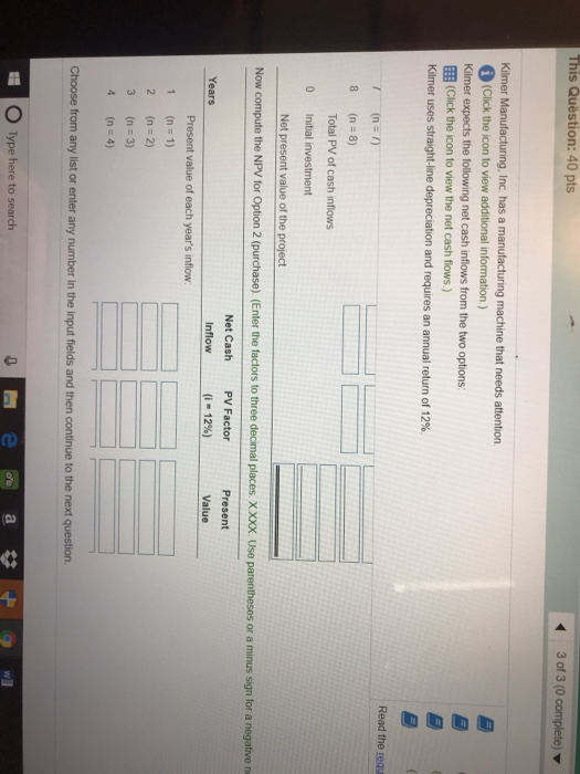 Option 1 is to refurbish the current machine at a cost of