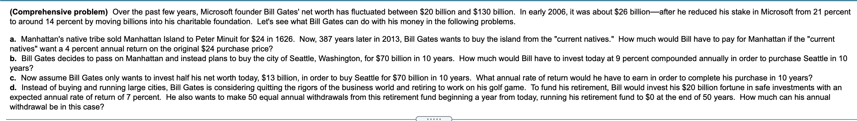  (Comprehensive problem) Over the past few years, Microsoft founder Bill Gates'