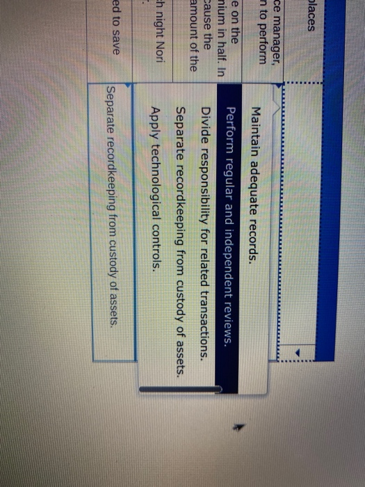 1. For each case, identify the principle(s) of internal control that is