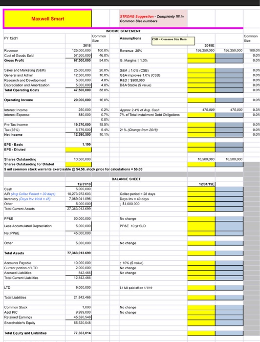 please only do income statement... yellow part.... STRONG Suggestion Completely W