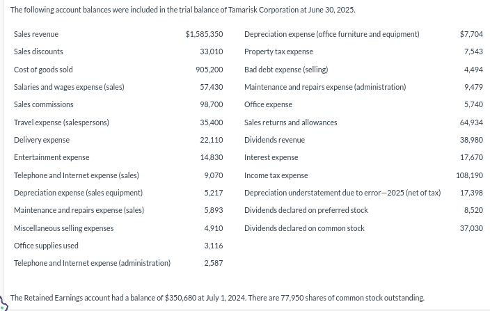 June 30, 2025 . The Retained Earnings account had a balance of