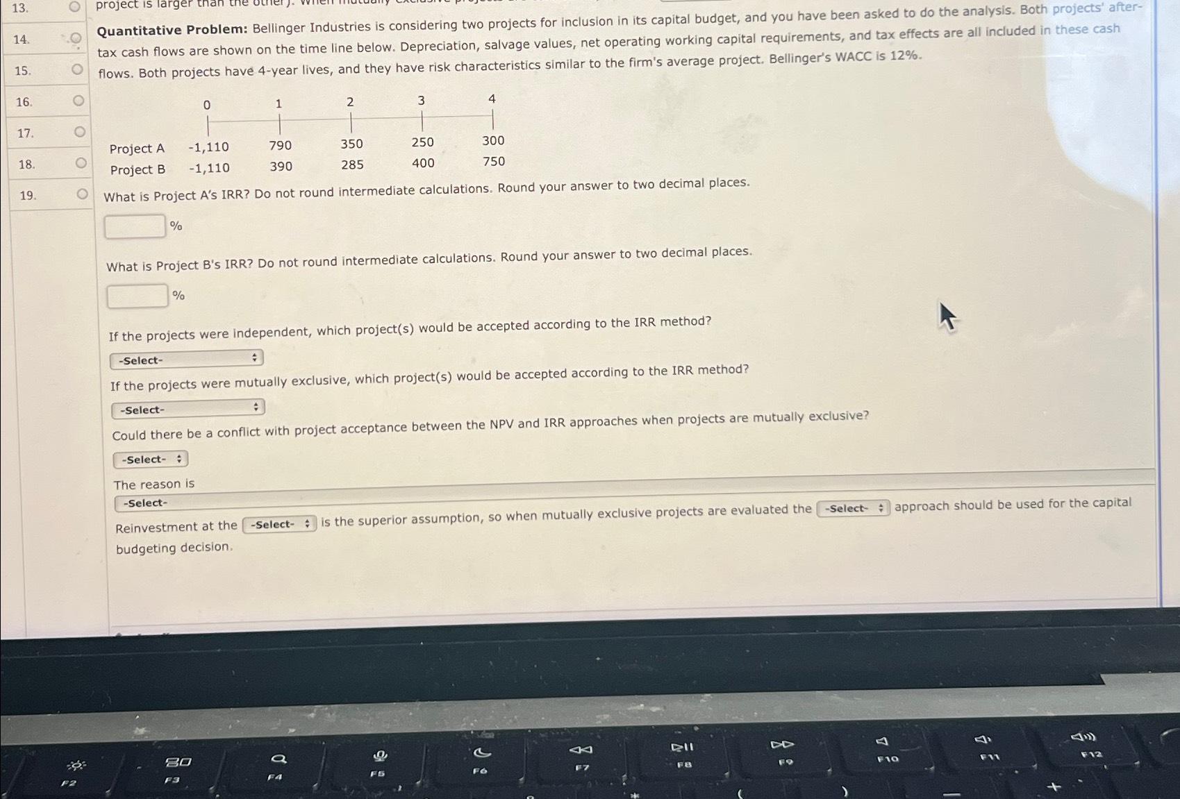  % What is Project B's IRR? Do not round intermediate calculations.