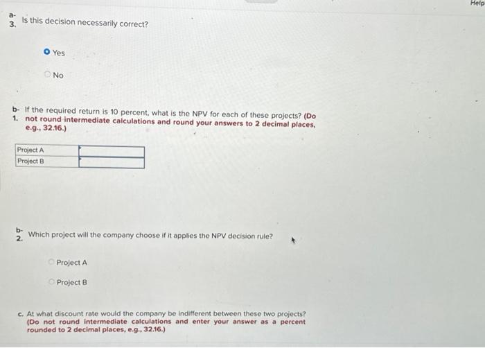 What is the IRR for each of these projects? (Do not round