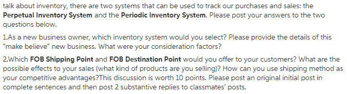  talk about inventory, there are two systems that can be used