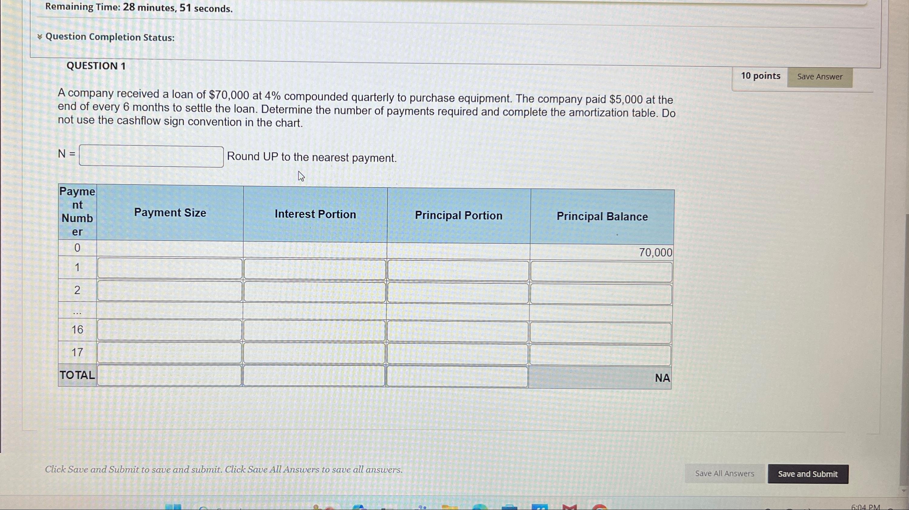  Remaining Time: 28 minutes, 51 seconds. Question Completion Status: QUESTION 1