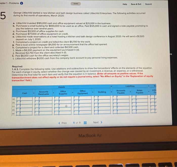  apter 1 - Problems Saved Help Save & Exit Submit 5