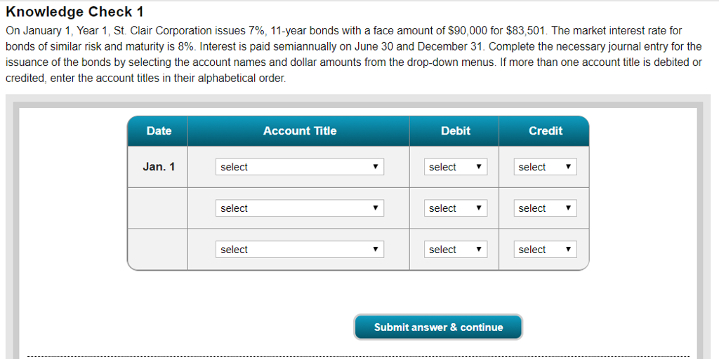  Knowledge Check 1 On January 1, Year 1, St. Clair Corporation