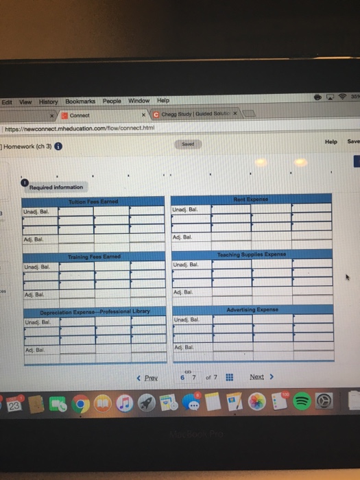 training to groups in off-site locations. Its unadjusted trial balence as of