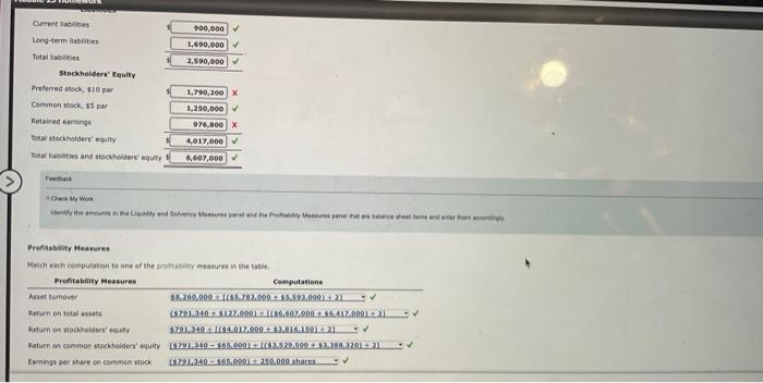 Measures part and on the Profitability Measures part. Compute any missing amounts