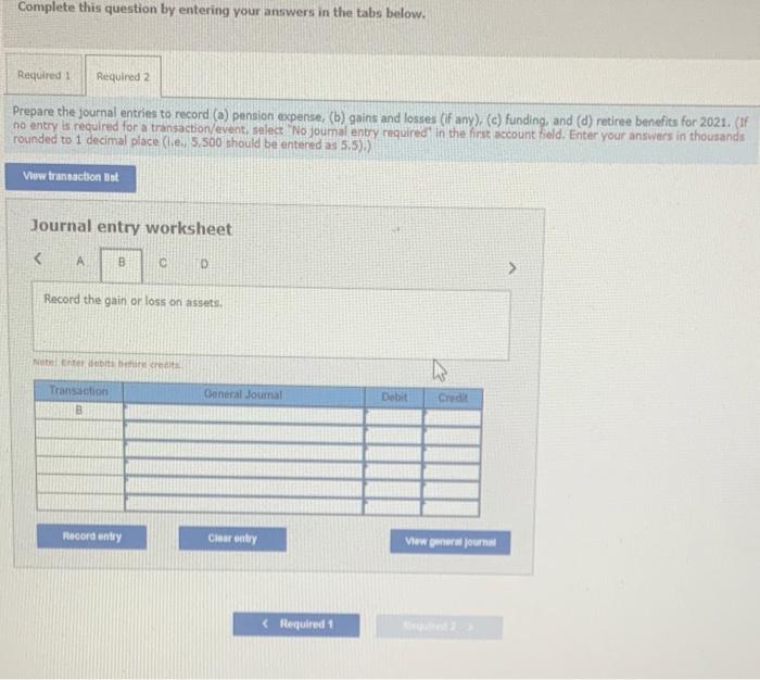 Actual return on planassets 12x Service cost, 2021 January 1, 2021: Projected