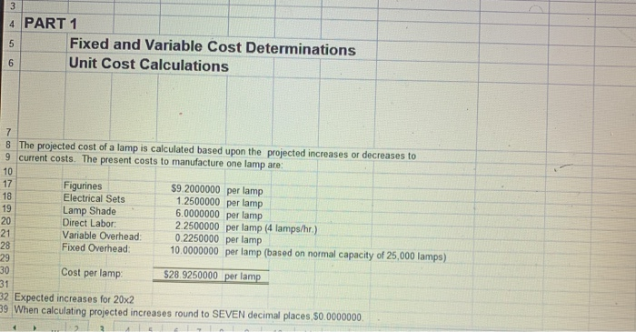  #5 yellow shaded boxes 4 PART 1 Fixed and Variable Cost